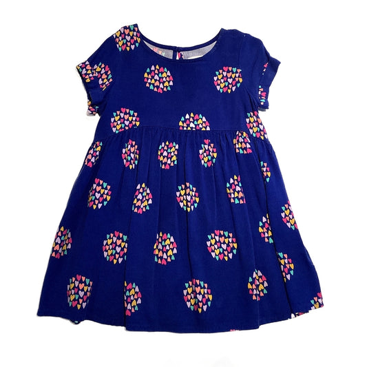 3T Girls Cat & Jack Royal Blue and Multi-Colored Heart Printed Dress