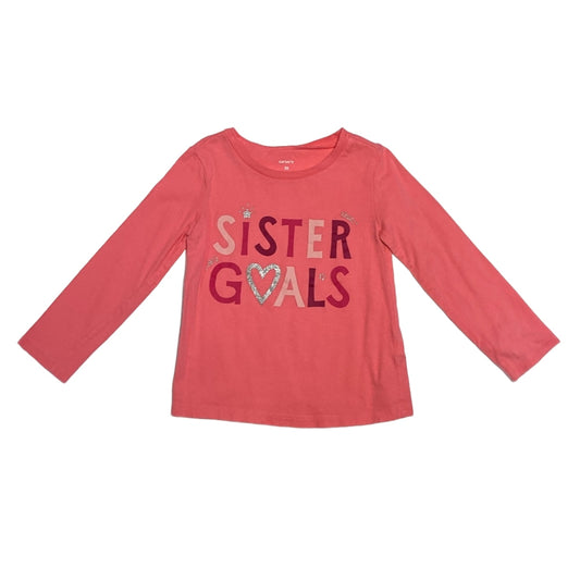3T Girls Carter's Bright Pink Sister Goals Long Sleeved T-Shirt