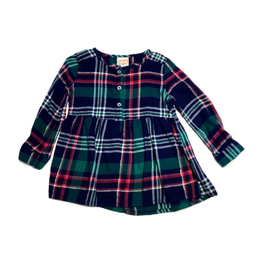 3T Girls Jumping Beans Navy Blue and Multi-Colored Plaid Blouse