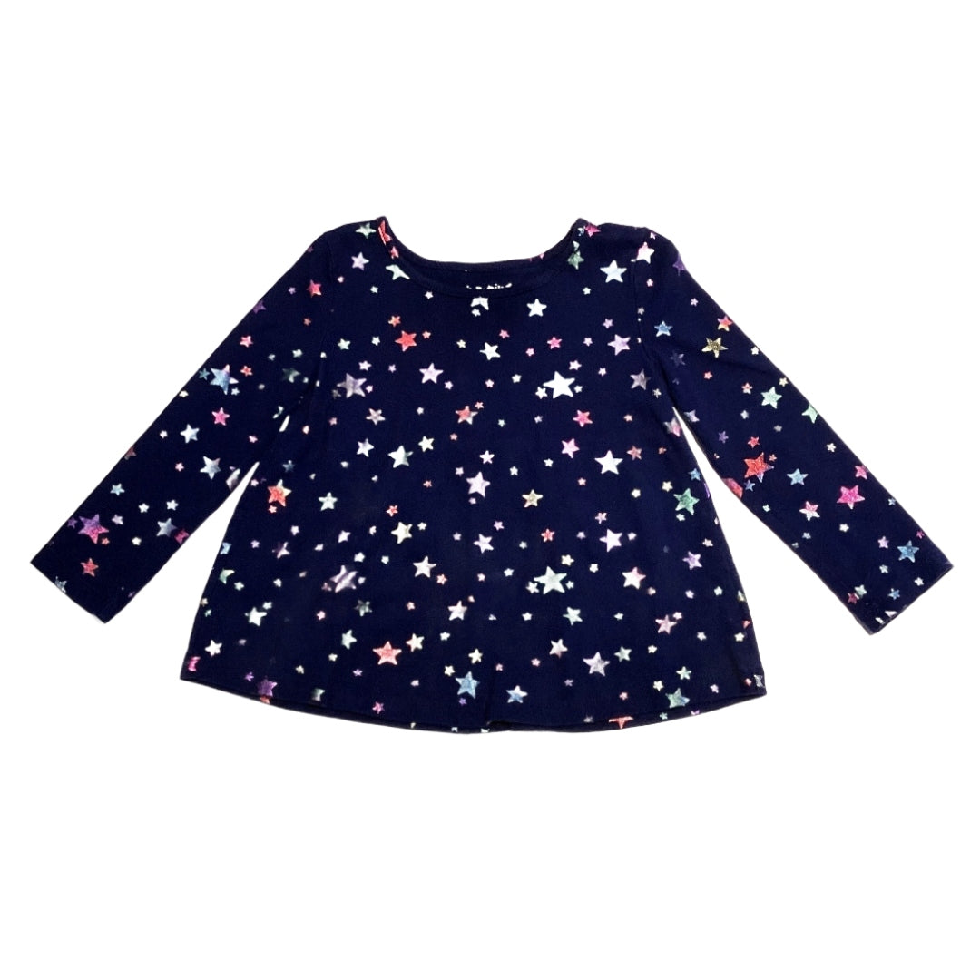 3T Girls Jumping Beans Navy Blue and Multi-Colored Shimmer Stars Top
