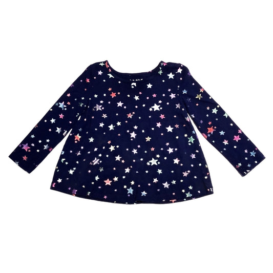 3T Girls Jumping Beans Navy Blue and Multi-Colored Shimmer Stars Top