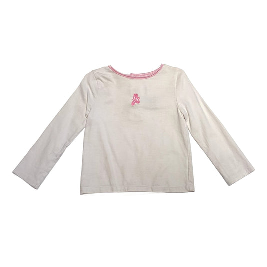 3T Girls Polkatots White Long-Sleeved T-Shirt with Ballerina Slippers