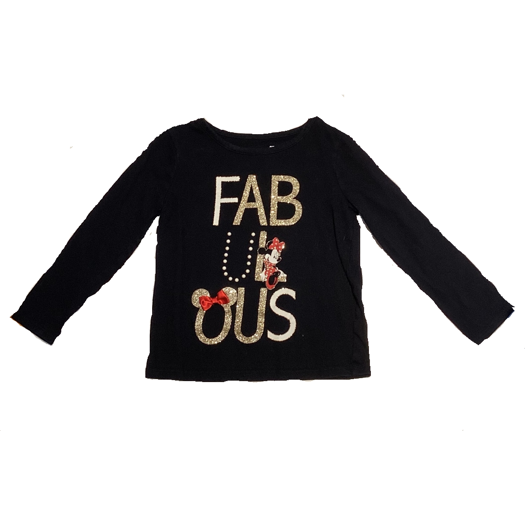 3T Girls Disney Jumping Beans Black Fabulous Long Sleeved T-Shirt with Minnie Mouse