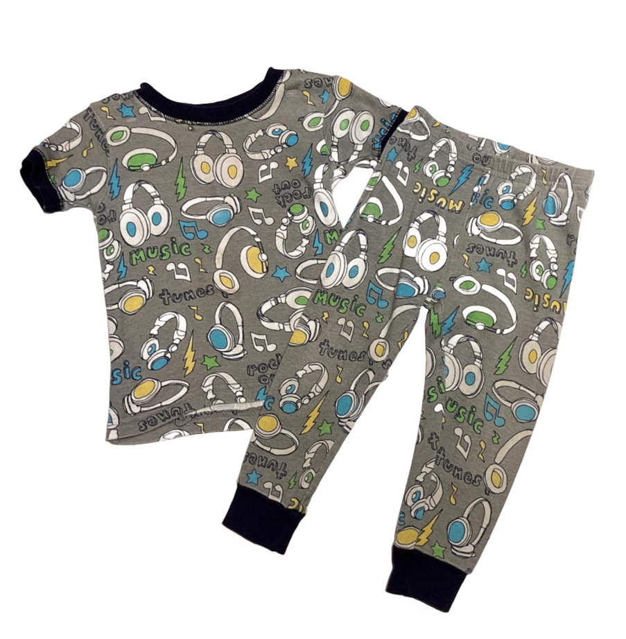 9-12 Boys Carter's Gray Music Pattern Pajama Set with Matching Leggings