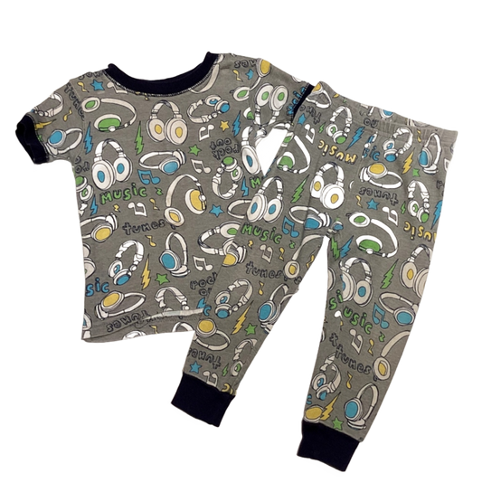 9-12 Boys Carter's Gray Music Pattern Pajama Set with Matching Leggings