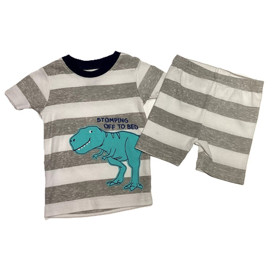 9-12 Boys Carter's Gray and White Striped Stomping Off To Bed Pajama Set