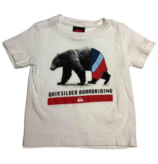 9-12 Boys Quiksilver White Boardriding T-Shirt with Bear