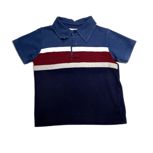 9-12 Boys Koala Kids Dusty Blue Red and White Striped Polo