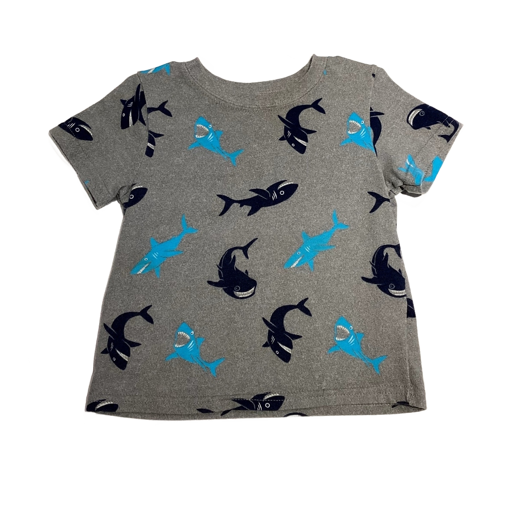 9-12 Boys Garanimals Gray and Blue Shark Patterned T-Shirt