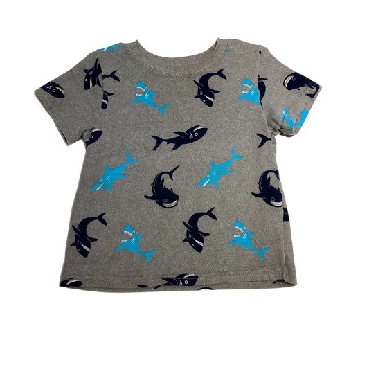 9-12 Boys Garanimals Gray and Blue Shark Patterned T-Shirt