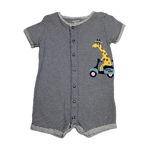 9-12 Boys Carter's Navy Blue and Light Gray Romper with Giraffe Decal