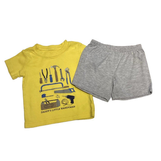 9-12 Boys Carter's Yellow Daddys Little Handyman T-Shirt, Carter's  Gray Shorts