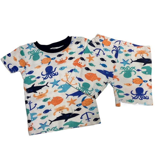 9-12 Boys Carter's White and Multi-Colored Sea Animals Pajama Set