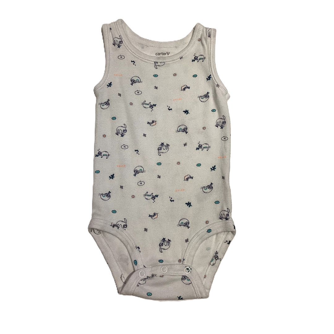 9-12 Boys Carter's White Sloth Tank Top Onesie