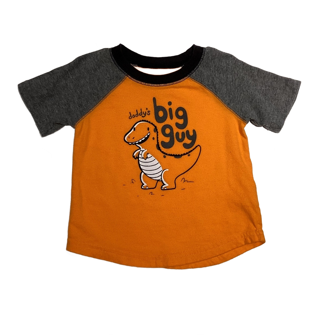9-12 Boys Jumping Beans Orange and Gray Daddy's Big Guy Dinosaur T-Shirt