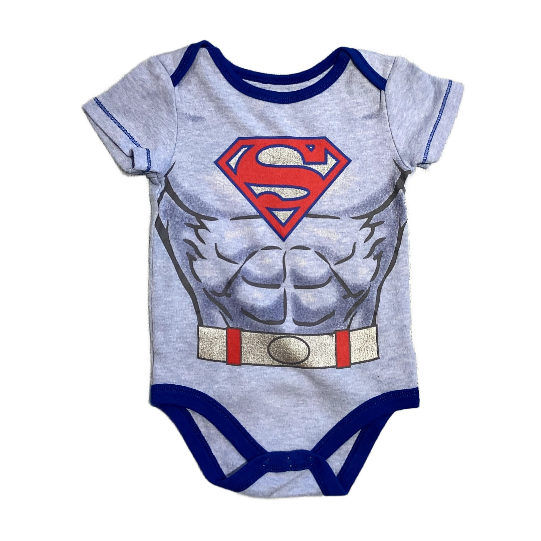 9-12 Boys Superman Light Blue Onesie with Superman Logo