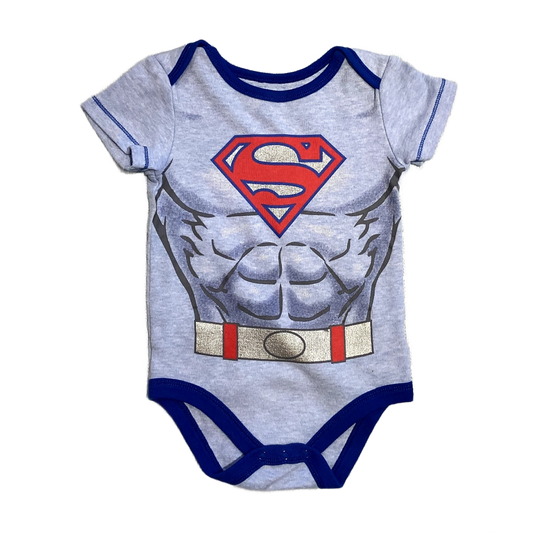 9-12 Boys Superman Light Blue Onesie with Superman Logo