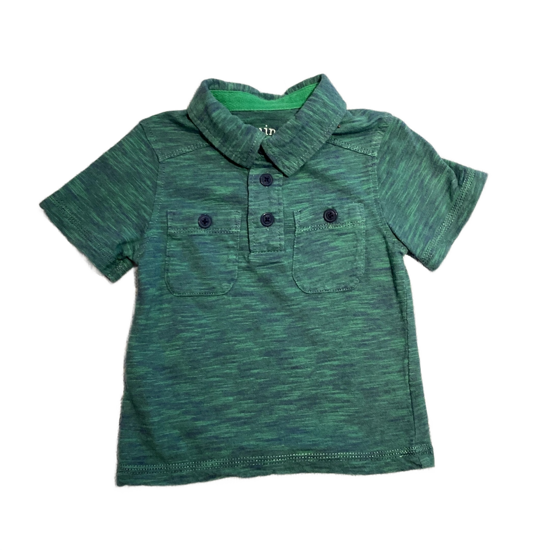 9-12 Boys Genuine Kids Green and Blue Distressed Collared Top