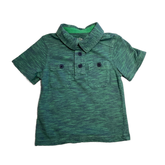 9-12 Boys Genuine Kids Green and Blue Distressed Collared Top