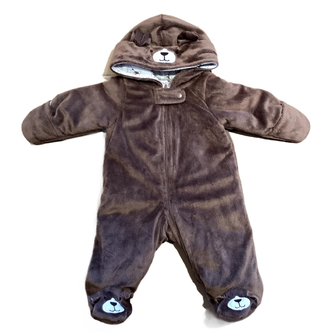 NB Boys Just One You Brown Soft Brushed Puppy Bunting