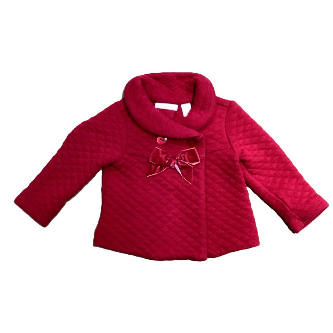 3-6 Girls First Impressions Dark Red Quilted Jacket with Bow