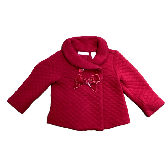 3-6 Girls First Impressions Dark Red Quilted Jacket with Bow
