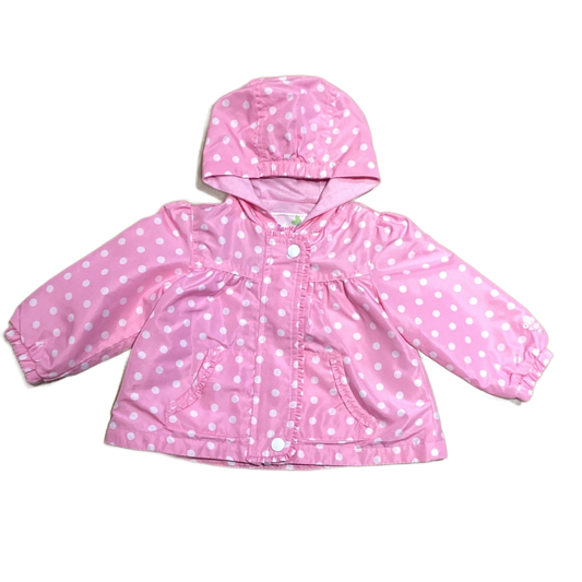 6-9 Girls OshKosh Pink/White Polka Dot Rain Jacket