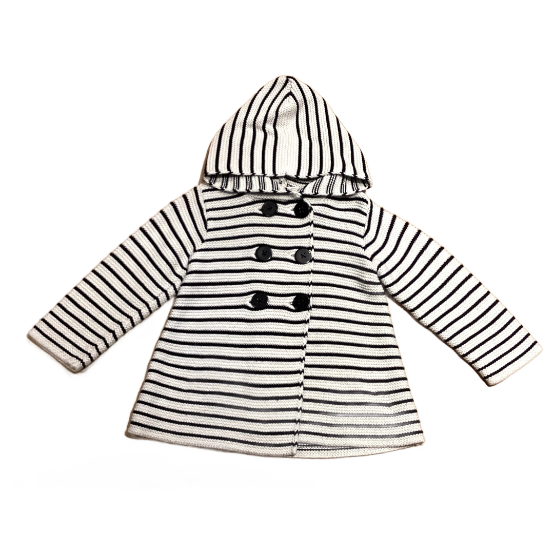 18-24 Girls First Impression White/Black Stripe Knit Jacket