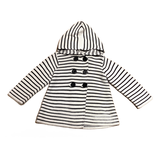 18-24 Girls First Impression White/Black Stripe Knit Jacket