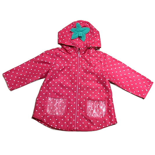18-24 Girls Carter's Hot Pink Polka Dots Strawberry Raincoat