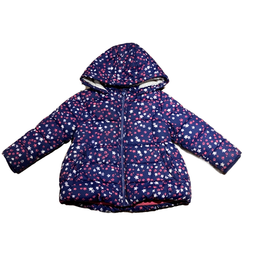 18-24 Girls Young Dimension Navy Floral Puffer Coat