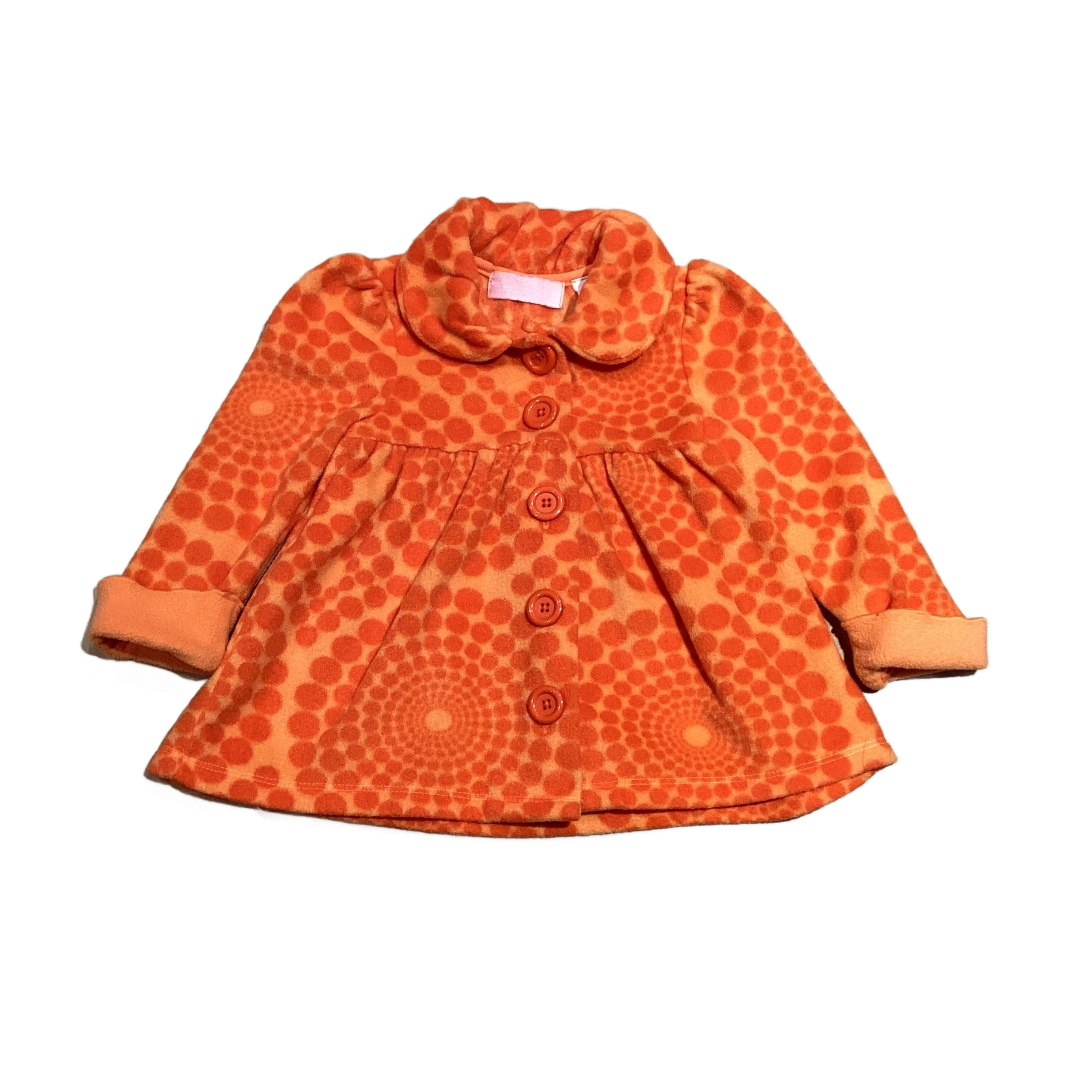 12-18 Girls Kids Headquarters Orange Pattern Fleece Coat