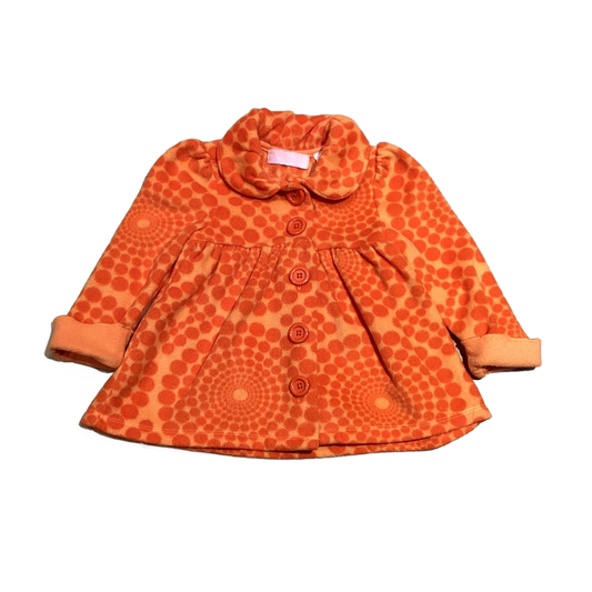 12-18 Girls Kids Headquarters Orange Pattern Fleece Coat
