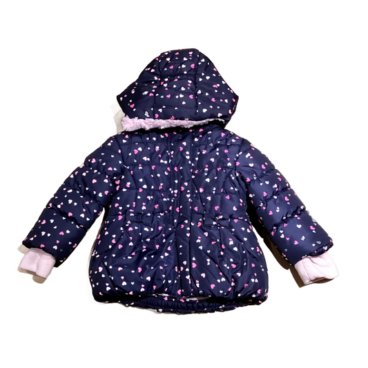 12-18 Girls Zero Exposur Blue w/Hearts Lined Puffer Coat