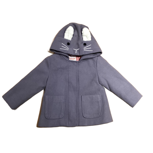 9-12 Girls Cat & Jack Dark Grey "Wool" Bunny Coat