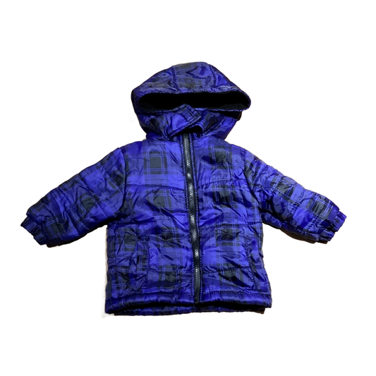 9-12 Boys Extreme Royal/Black Plaid Puffer Coat