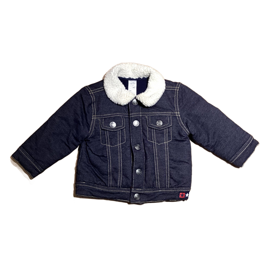 9-12 Boys Denim-like Lined Jacket w/ Sherpa Collar