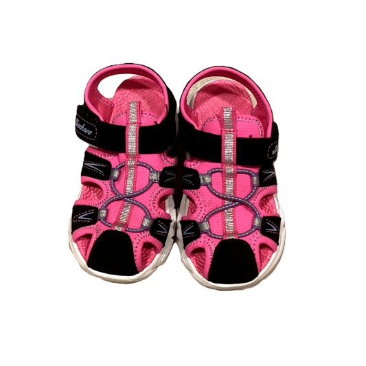 Size 9 Hot Pink and Black Skechers Closed Toe Sandals w/Velcro