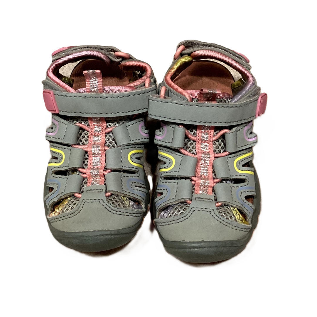 Size 7 Cat & Jack Gray Closed Toe Sandals w/Pink/Yellow Accents and Velcro