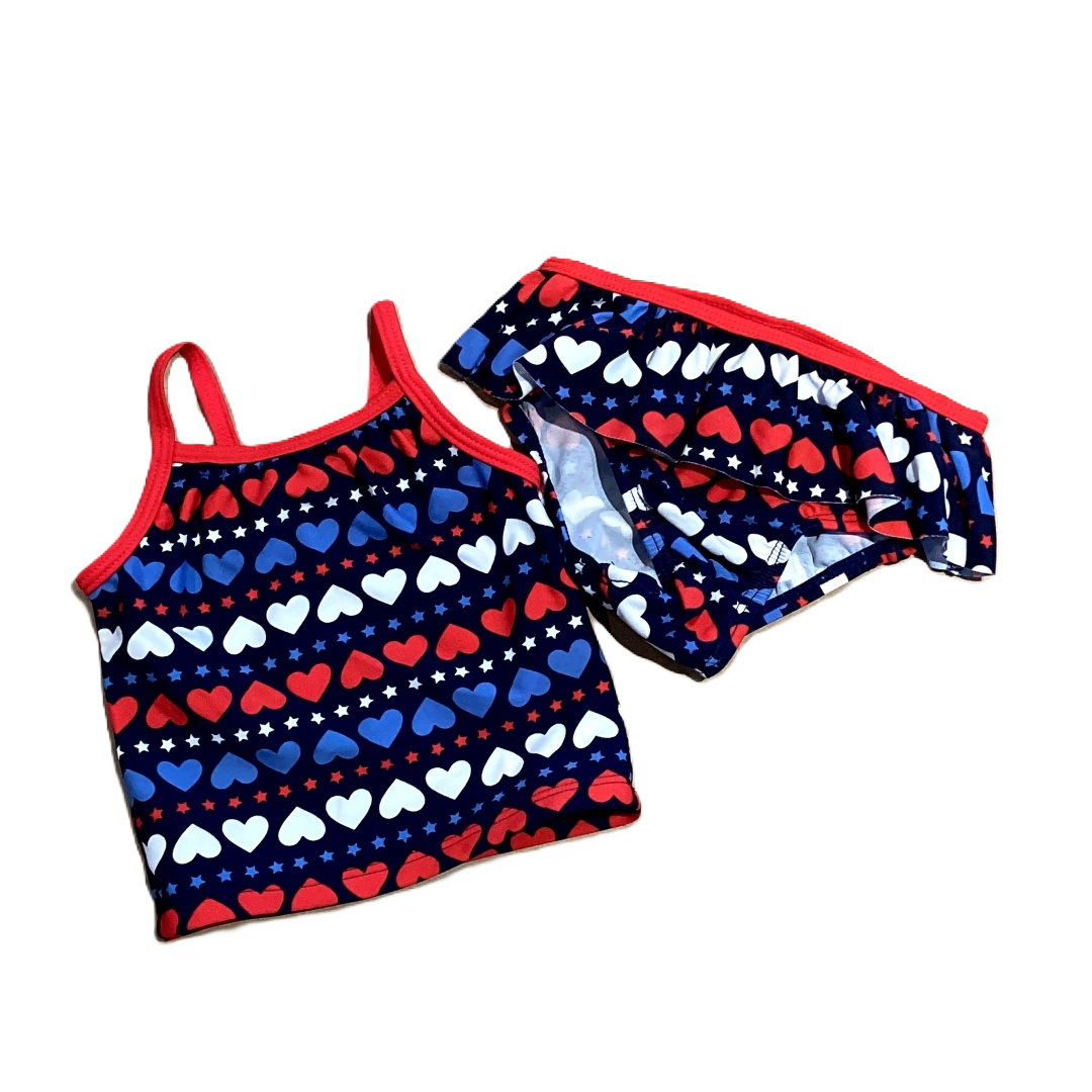 0-3 Girls Carter's Red, White and Blue Heart Patterned Matching Bikini