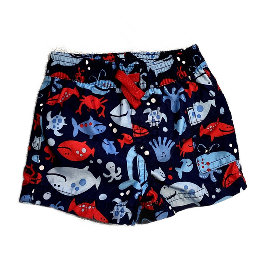 0-3 Boys Carter's Navy Blue Sea Animal Trunks