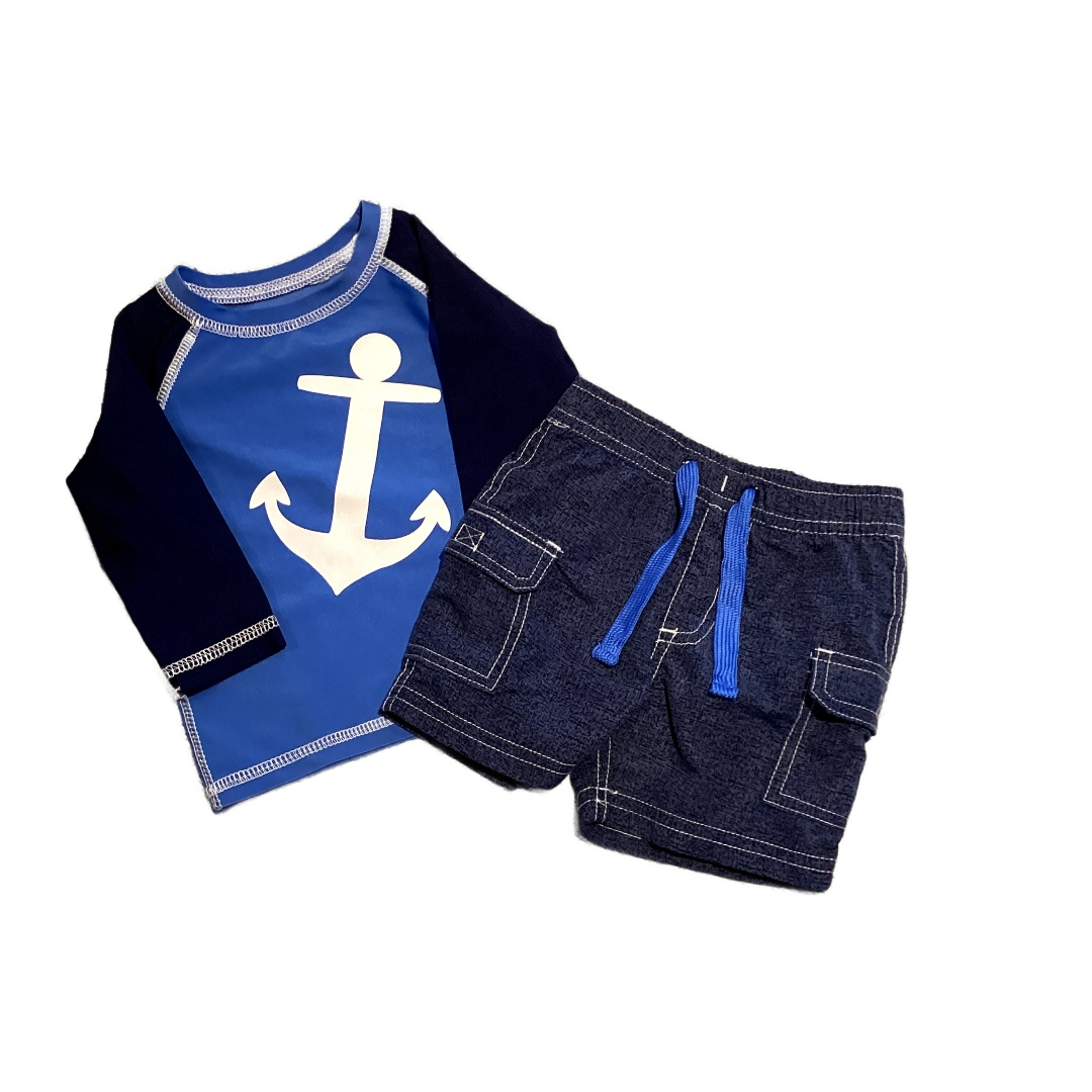 3-6 Boys First Impressions Blue Anchor Long-Sleeve With Matching Shorts