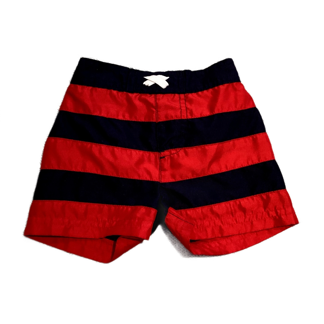 3-6 Boys Navy and Red Thick Striped Trunks