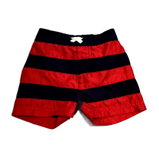 3-6 Boys Navy and Red Thick Striped Trunks