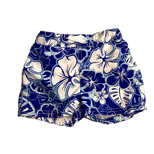 3-6 Boys White and Blue Tropical Floral Trunks