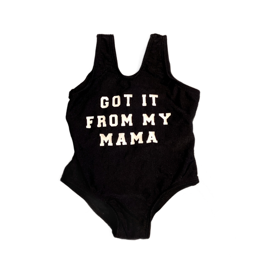6-9 Girls Got It From My Mama Black One Piece