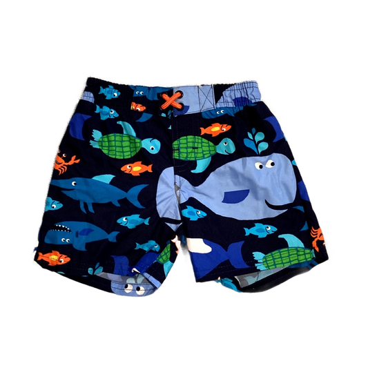 6-9 Boys Carter's Navy Blue Swim Trunks w/Underwater Creatures