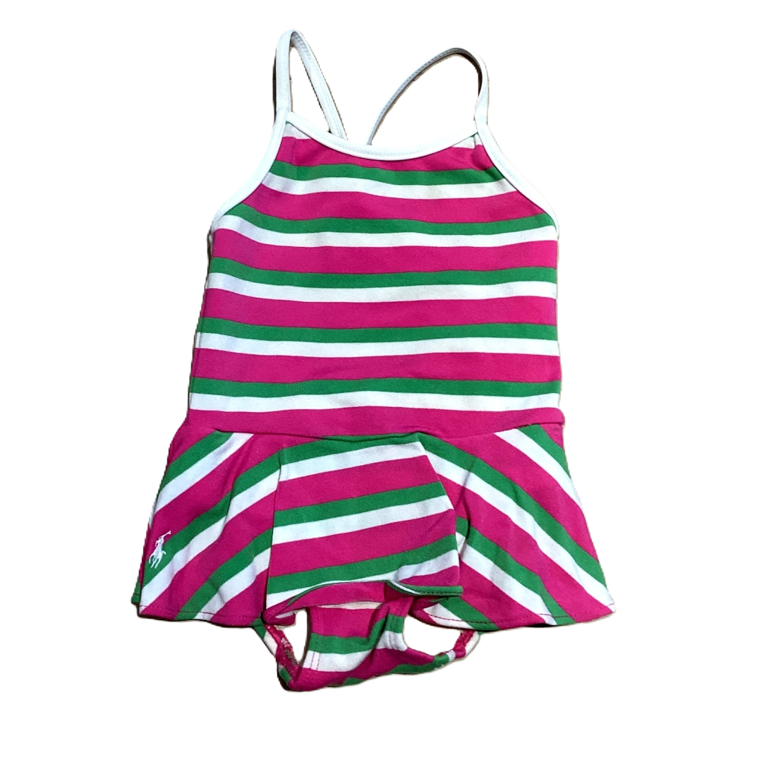 9-12 Girls Ralph Lauren Hot Pink/Green Striped One Piece
