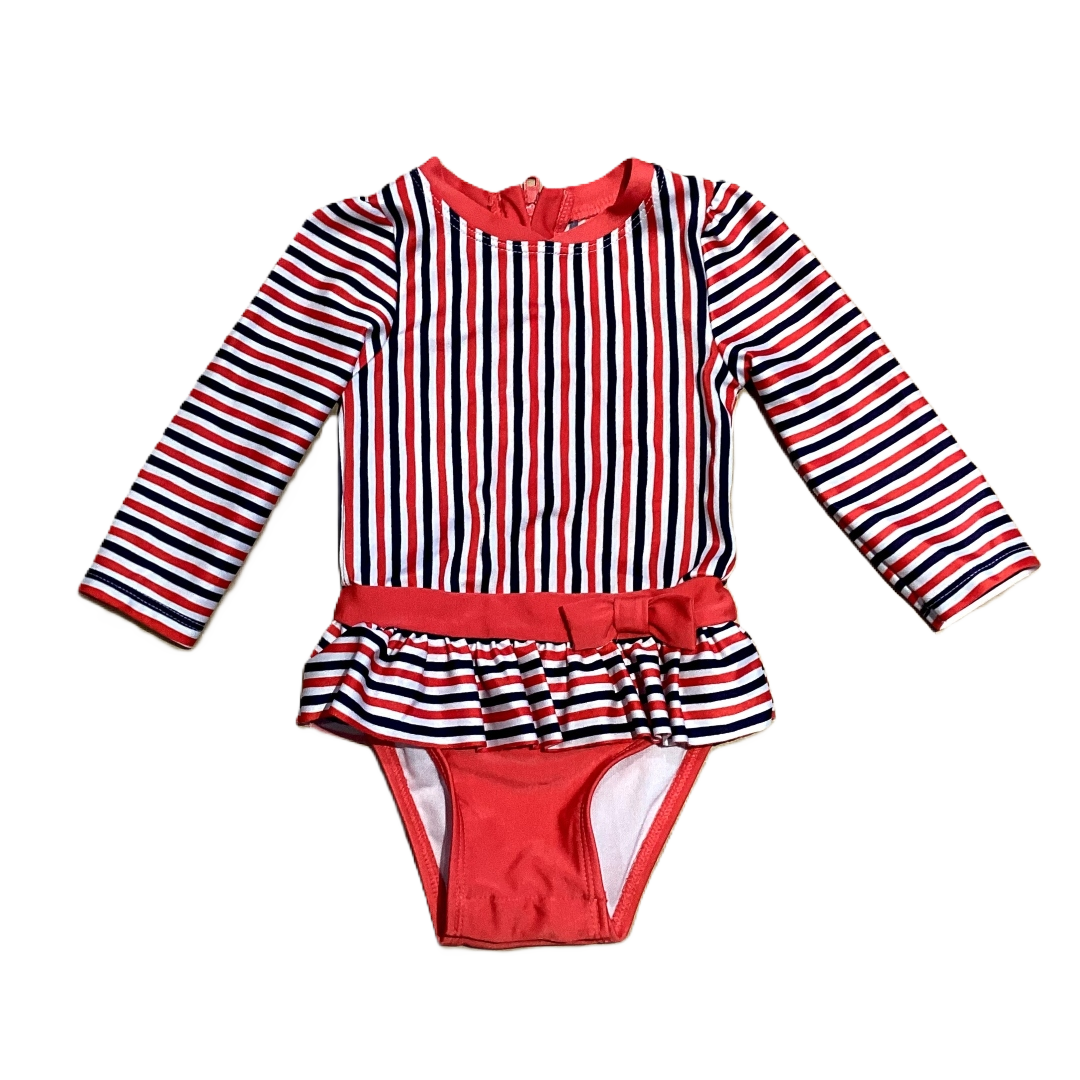 9-12 Girls Cat & Jack Red/White/Blue Long Sleeve One Piece