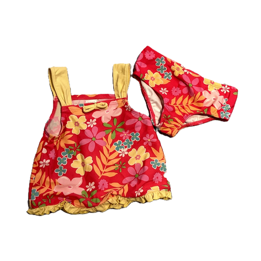 9-12 Girls Carter's Dark Pink w/Multicolored Flowers Two Piece